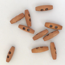  10 stk. Duffelknapper / Knebler i tr - 2 huller, 30 mm