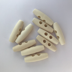 10 stk. Duffelknapper / Knebler i tr - 2 huller, 40 mm
